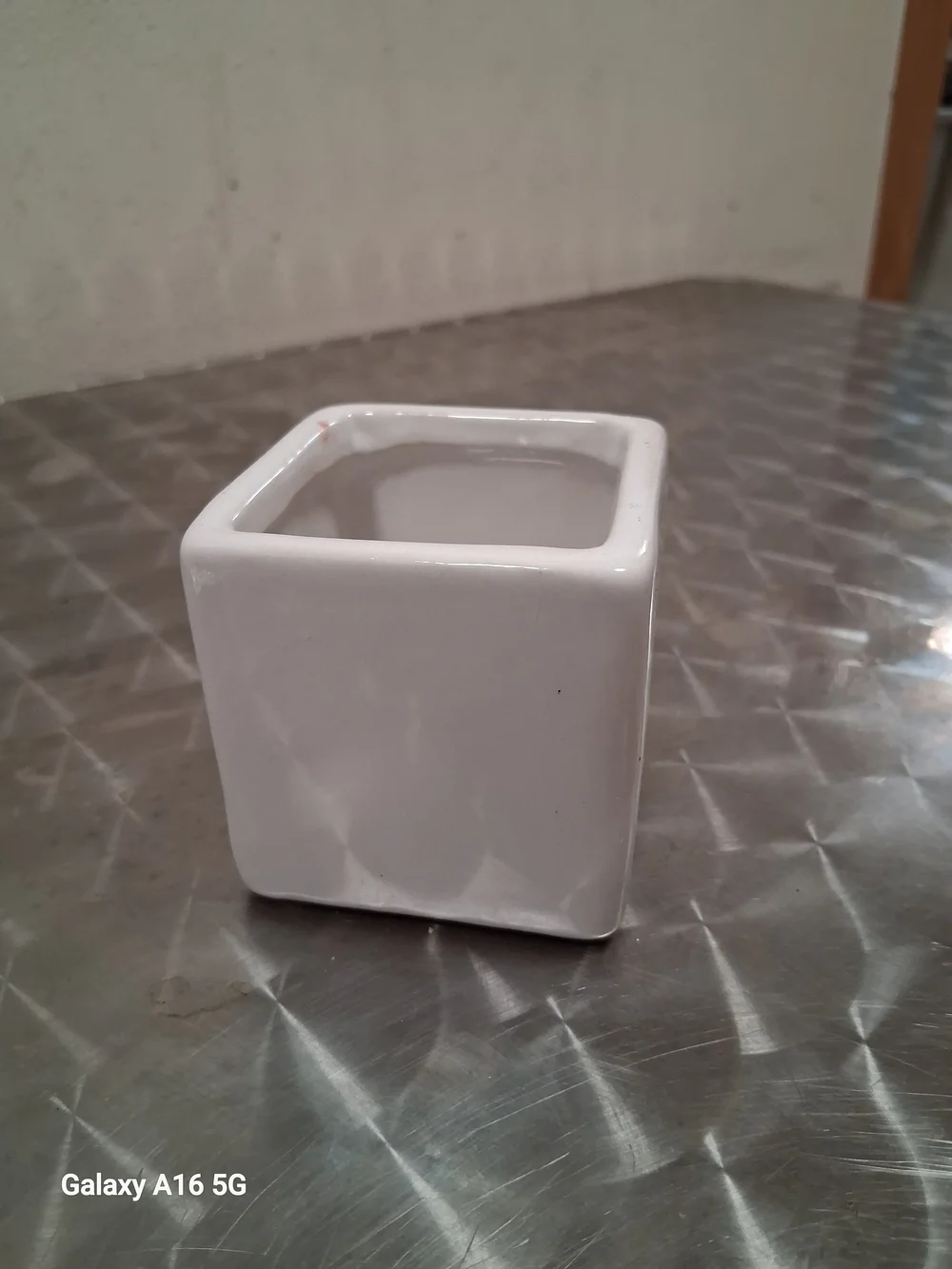 White Ceramic Square Planter Pot - Minimal Home Art